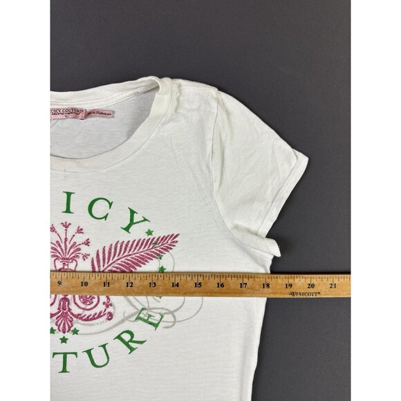 Juicy Couture Y2K XL White Shirt Womens Streetwear Hype Designer Art Tee - Picture 10 of 11